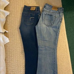 Dark and light wash boot cut eans